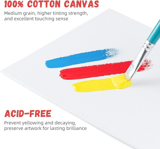 12 Pack 8x10 Canvas Boards for Painting,Art Painting Supplies | Blank Flat Canvas Panels Gesso Primed 100% Cotton for Acrylic Oil Watercolor Tempera Paint - Image 3