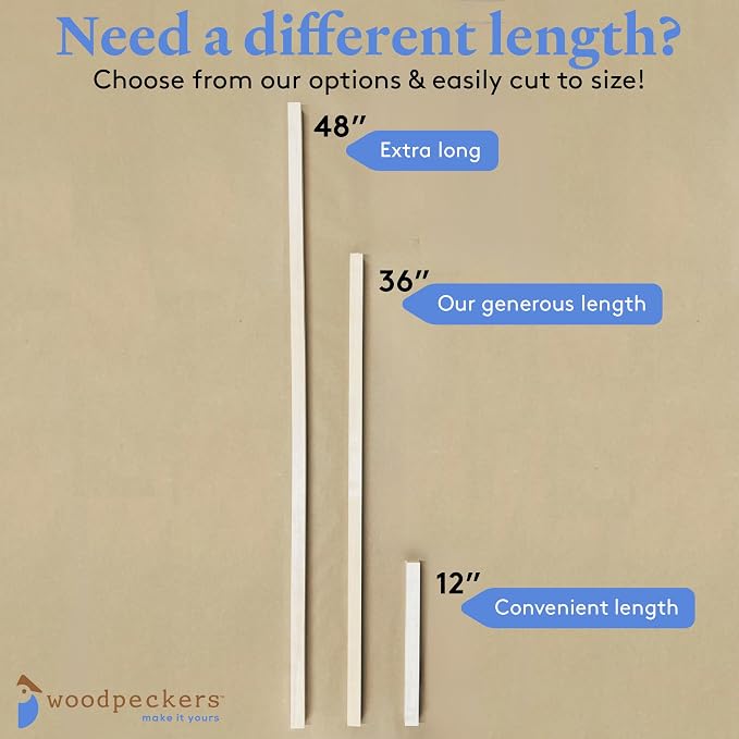 DIY Wooden Square Dowel Rod 1-inch x 48 Pack of 10 Hobby Wood Sticks for Crafts, Wood Trim & Architecture Model Making, by Woodpeckers - Image 7