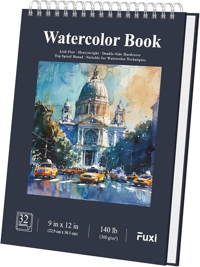 Watercolor Sketchbook 10"x12", 32 Sheets (64 Pages) Water Color Paper, 140lb/300gsm Watercolor Paper, Spiral Hardcover Watercolor Notebook for Painting, Water Color Sketch Books for Teens & Adults. by SketchBook
