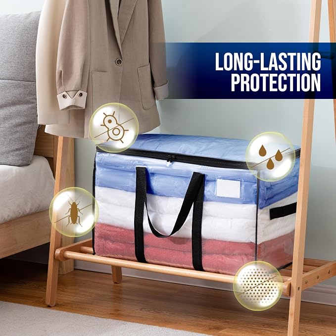 TAILI 4 Pack Clear Extra Large Moving Bags,Storage Bag with Visible Window | 93L Heavy Duty Totes For Storage,Wrap Around Handles,Alternative to Moving Boxes, College Dorm,Perfect for Moving - Image 8