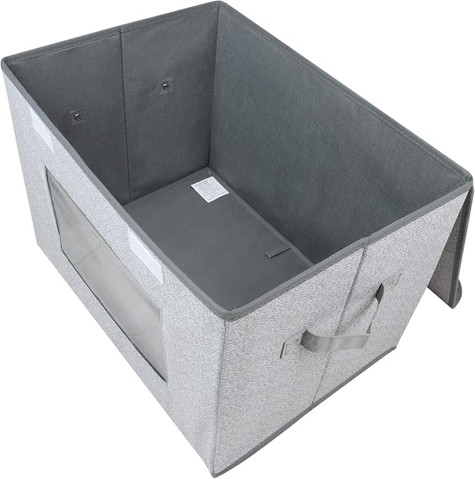 Univivi Larger Fabric Collapsible Storage Bins, Foldable Storage Boxes with Lids, Storage Cube Organizer Basket for Home, Closet, Bedroom(Gray, 17“ x 12” x 12") | 17 x 12 x 12 In Clothes Storage Bins with Handles & Window, Foldable Closet Organizers an... - Image 2