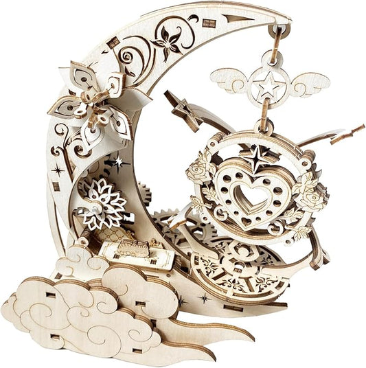 Wooden 3D Puzzle for Adults Mechanical Music Box Model Kits Wood DIY Crafts Kit Jigsaw Puzzle for Age 14+ Years Old