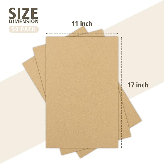 Golden State Art 50 Pack 11x17 Corrugated Cardboard Sheet 1/8" Flat Inserts | Large Flat Layer Pads, Corrugated Card Board Inserts for Shipping, Packing, Mailing or DIY Art Crafts, Box Dividers (Brown) - Image 2