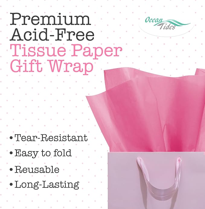 Tissue Paper for Gift Bags - 100 Sheets 14x20in Wrapping Paper, Pink | Premium Gift Wrap Tissue Paper for DIY Crafts - Birthday Party, Wedding, Holidays, Flower Decorations & Custom Art Projects - Image 2