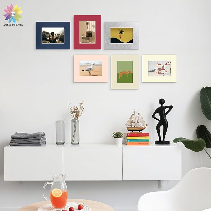 Mat Board Center 20 Pack 8x10 Picture Mat for 5x7 Photo Mixed Color | Fits 5x7, White Core, Acid Free, 4-Ply Thick, Photo, Art, Poster or Print Display - Image 9