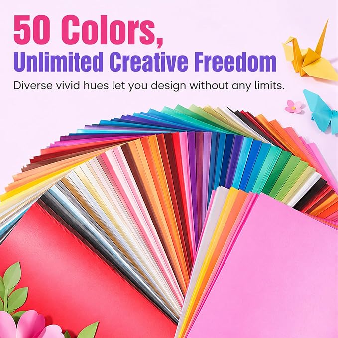 8.5x 11 190 gsm Colored Construction Paper, 500 Sheets 50 Assorted Colors | Teacher School Supplies & Classroom Must Haves, Card Making Craft Supplies, Cardstock for Scrapbook - Image 2