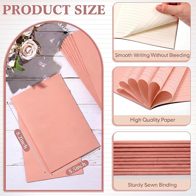 100 Pcs A5 Journals Notebooks Bulk,Flesh Pink,Lined | Kraft Softcover Small Notebooks 5.5 Inch x 8.3 Inch Notepads with 60 Page 30 Sheet for Writing Sketch Travel Office Supplies - Image 2