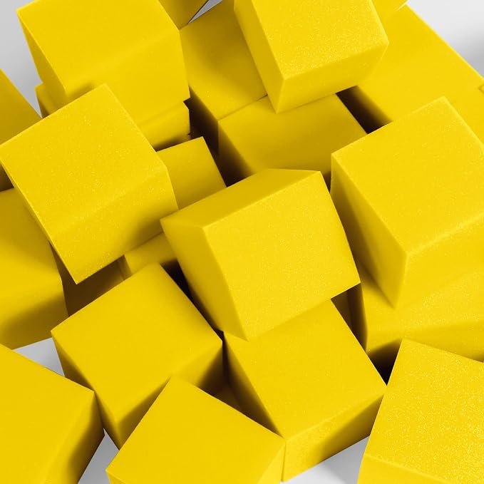 Foam Pit Cubes, 24 PCS 5 Inches Gymnastics Foam Blocks Trampoline Blocks, Multi-Sport Protective Padding for Freerunning, Trampoline, Parkour, Skate Parks & BMX -Yellow - Image 7