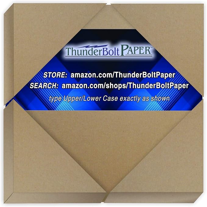 Chipboard - 100 Sheets 4x4 Inch 60pt Heavy Duty Kraft Paper Board, Albums, Journals, and DIY Projects by ThunderBoltPaper