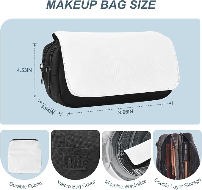 8Pcs Sublimation Makeup Bag Blanks,Sublimation Makeup Bags Bulk Travel Toiletry Bag Cosmetic Bags For Women Heat Transfer Removable Sublimation Bags with Zipper Cosmetic Make Up Bag for DIY Craft - Image 2