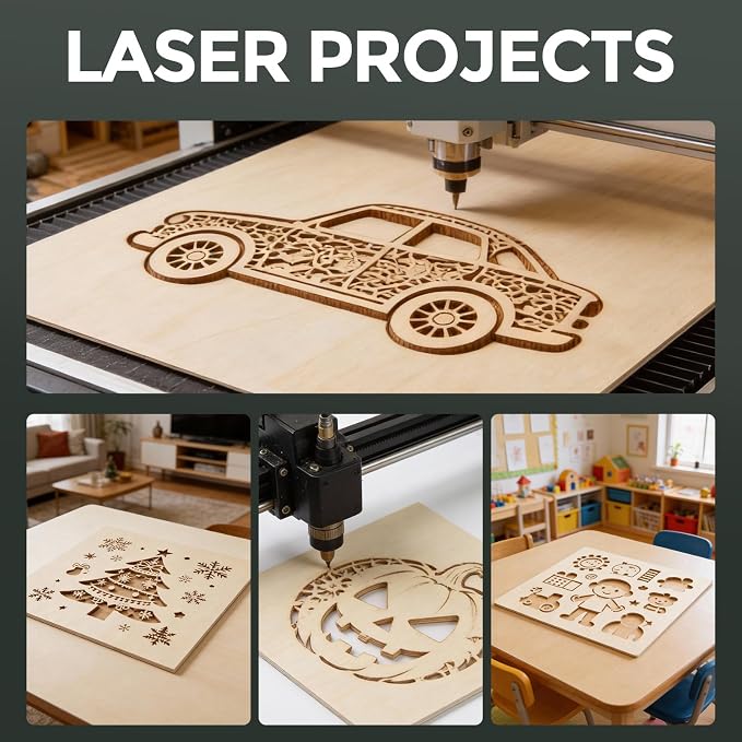 15 Pack Basswood Sheets, 12"x24"x1/8" Basswood for Laser Cutting | Laser Blanks, Smooth Surface, Uniform Thickness, No Burrs, No Warping, No Knots, No Cracks - Image 4