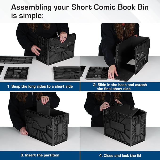 BCW Comic Bin, Black - Holds 150 Comics, Acid Free Storage and Organizer, Heavy Duty Plastic, Stackable, Includes Partition - Image 4