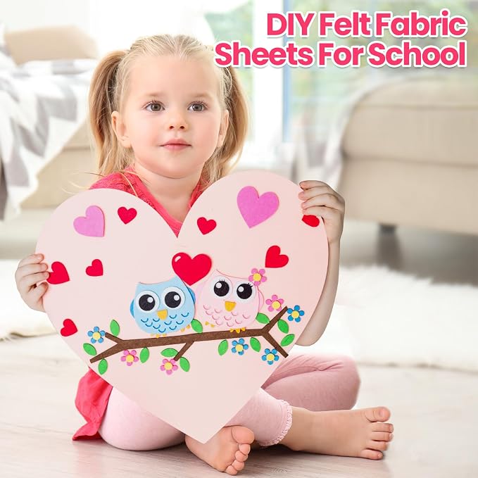 Newwiee 320 Pcs Felt Sheets Craft Kit 4"x 4" + 6"x 6"+ 8"x 12"+ 12"x 12" Sizes Bulk Assorted Colors Sewing Fabric Colored Felt Squares Craft for Kids DIY Patchwork Decoration School Project, 40 Colors - Image 5