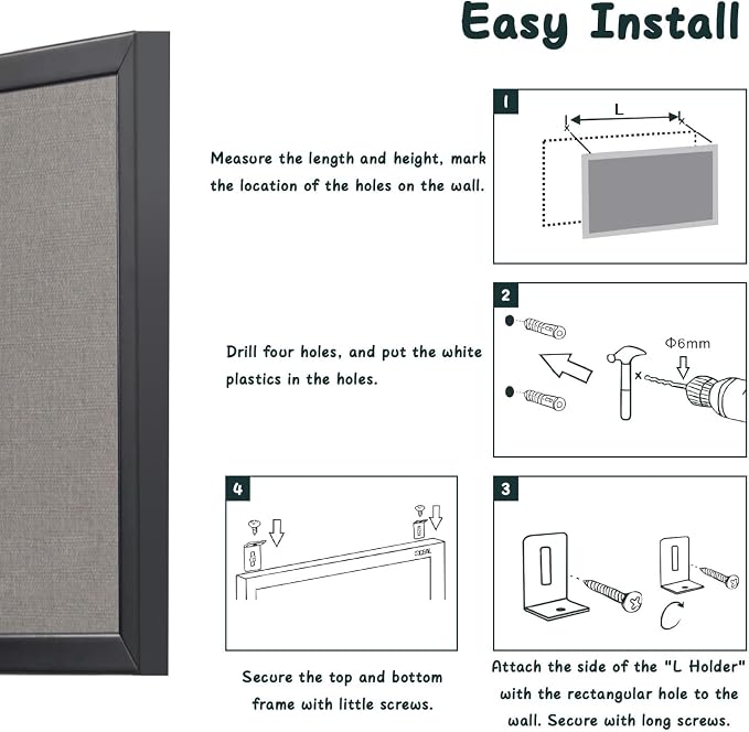 Gideal Bulletin Board 40" x 30", Cork Board for Office, Pine Frame, 2 Pack | Pin Display Board, Framed Cork Boards for Wall, Grey Linen Bulletin Board, Notice Board for Home Office School, Wall Mounted - Image 6
