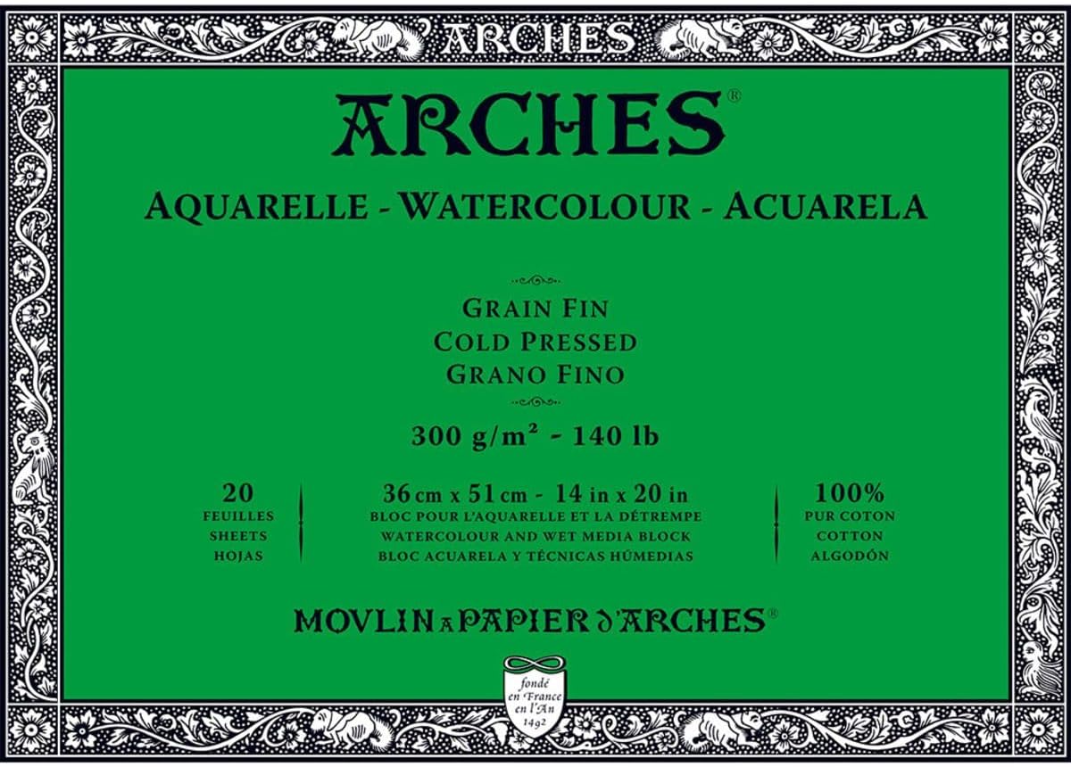 Arches Watercolor Paper Block, Cold Press, 14" x 20", 140 pound by ARCHES