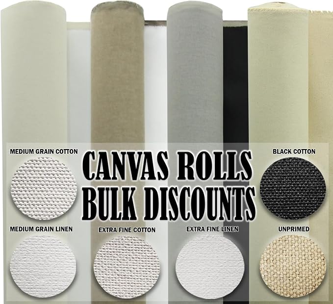 Canvas Rolls for Painting Large Blank Canvas Fabric by the Yard. 96"x6 Yd (18 Ft) 13oz Primed Artist Canvas Roll- Cotton Duck, Unstretched Cloth, Quality Fabric for Painters, SDK Murals, Backdrops by WHOLESALEARTSANDFRAMES