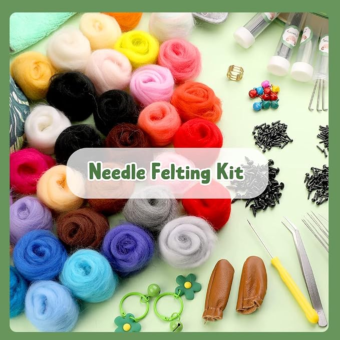 IMZAY Needle Felting Kit for Beginners, 50 Colors Wool Roving Kit | 304 Pcs Needle Felting Starter Kit, Needle Felting Tools with 2 Bags, Felt Tools for Felted Animal Needle Felting Supplies - Image 7