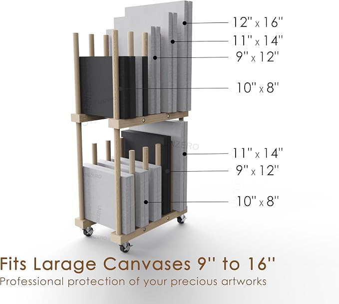 Art Storage Rack - Canvas & Paper Storage Stand with Handle & Caster Wheels for Art Studios & Gallery - Image 3