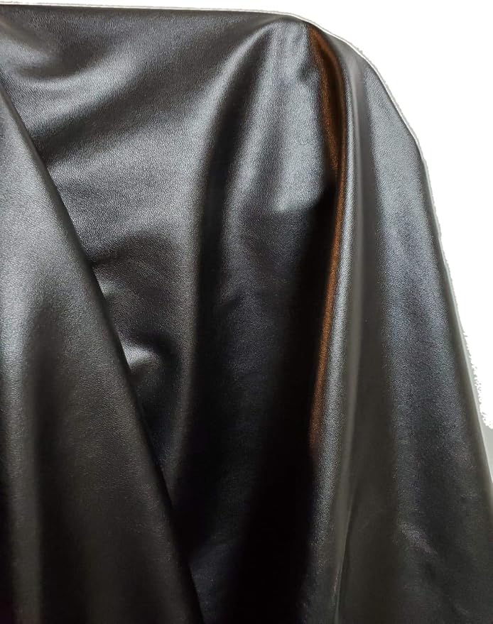 NAT Leathers | Black Garment Soft Faux Vegan Leather PU (Peta Approved Vegan) | by The Yard Synthetic Pleather 0.6 mm Nappa | 3 Yards (108 inch x 54 inch) by NATLeathers