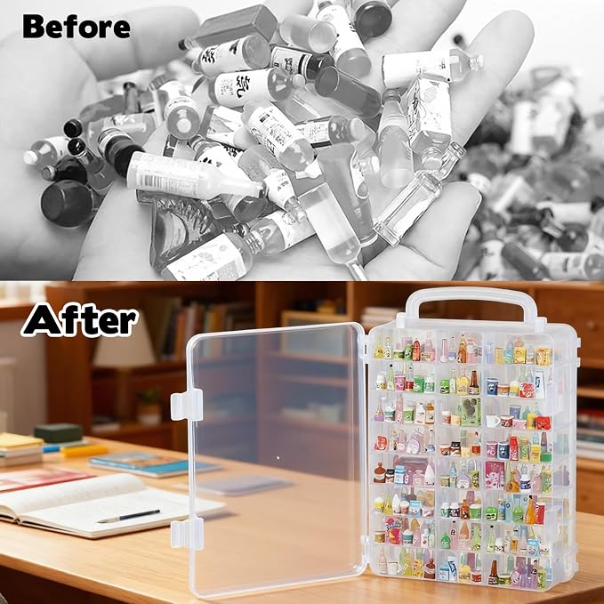 48-Slot Mini Brand Storage Case Plastic Mini Brand Organizer Box with Adjustable Dividers Clear Toy Storage Case for Mini Brand Collector Toy Portable Compartment Container for Collectibles(Case Only) - Image 4
