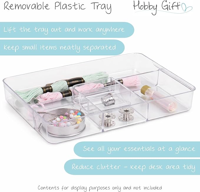 Hobby Gift Strawberry Greenhouse Sewing Box | Craft Storage Basket, Handle, Internal Accessories Tray, For Sewing Knitting and Hobby Supplies - Image 7