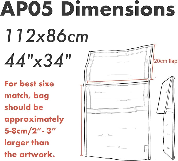Art Bags (AP05-44 1/2" x 34") - Strong • Shock-Absorbent • Reusable • Non-Toxic • Waterproof • Acid-Free Lining - Long-Term Art Storage + Shipping + Protection Solution (Color May Vary) - Image 5