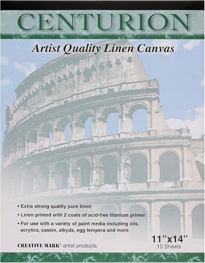 Centurion Acrylic Primed White Linen Canvas Sheet Pad, 4 Pack, 11" x 14" - 40 Total Sheets, 11oz Weight, Tape-Bound for Acrylics, Alkyds, Water-Mixable Oils - Image 7
