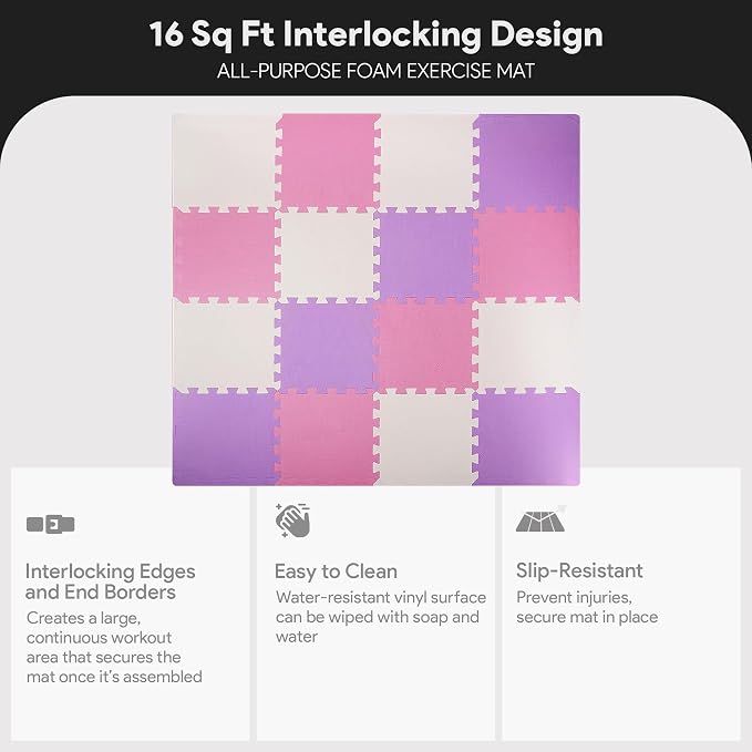 BalanceFrom Foam Floor Tiles for Kids - Non-Toxic Comfortable Baby Play Mat and Interlocking Foam Tiles for Crawling & Development, Soft Play Mat for Babies, 36 Tiles Cover 36 SQ SF - Image 3