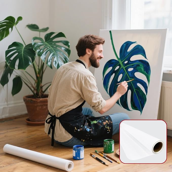 Canvas for Painting,24 Inch x 20 Feet Canvas Blank Oil Painting Paper Roll | 100% Cotton,White,Double Primed,Acrylic, Pouring Watercolor,Oil Painting - Image 5