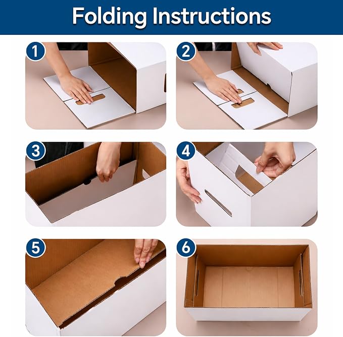 PIT66 5 Pcs Comic Book Storage Boxes, Holds 150-175 Comics Each, | Collapsible, Stackable, Moistureproof, White, 15.83"L x 11.42"W x 7.87"H - Image 7