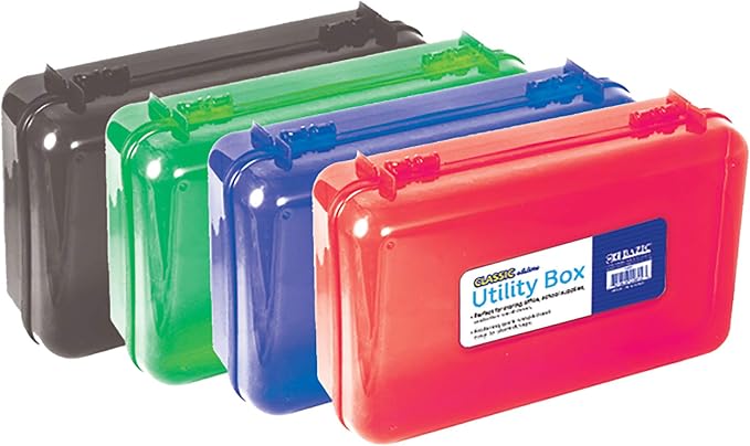 BAZIC PRODUCTS Classic Multipurpose Pencil Box, Stackable | snap-latch lid for pens; tools; crafts; supplies by BAZICProducts