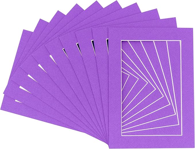 8x10 Mat for 12x16 Frame - Precut Mat Board Acid-Free Purple 8x10 Photo Matte Made to Fit a 12x16 Picture Frame, Premium Matboard for Family Photos, Show Kits, Art, Picture Framing, Pack of 100 Mats by PosterPalooza