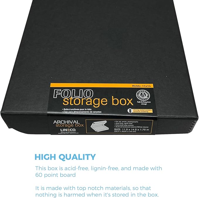 Lineco Clamshell Archival Storage Box, 11x14x1.75 Inch, Black, Pack of 2 | Acid-Free with Metal Edge Boxboard, Organize and Store Photos Documents Cards Negatives Magazine Prints Family Records DIY - Image 5