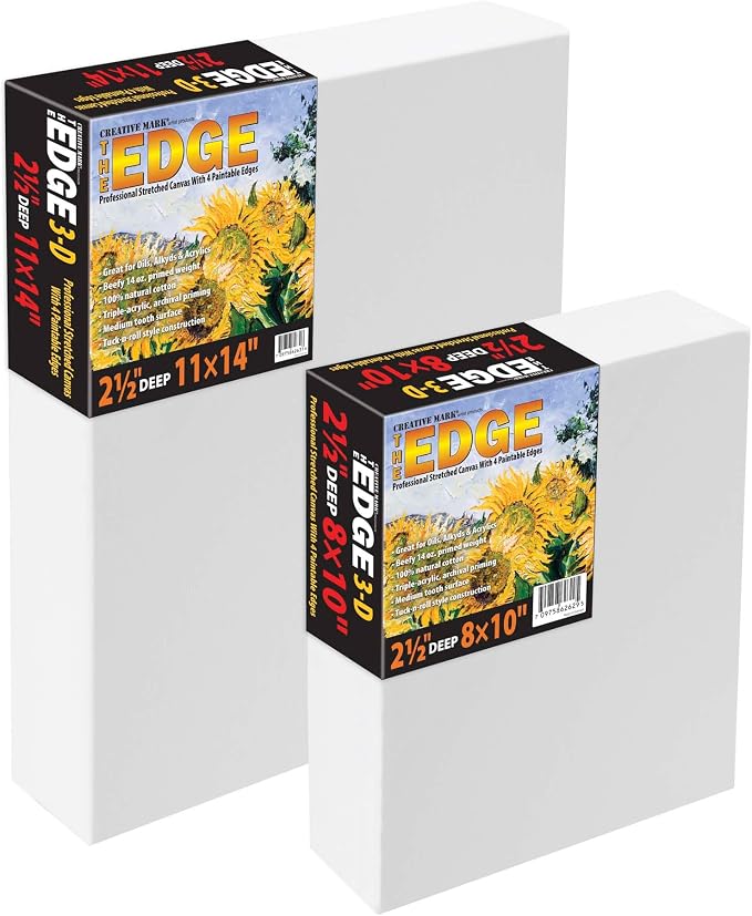 Creative Mark The Edge Deluxe Cotton 2-1/2 in. Deep Stretched Canvas for Painting, 30x30 6-Pack, 14oz. Primed Weight, Universal Archival Priming, Medium Tooth, Frameless Artwork Canvas for Painters - Image 7