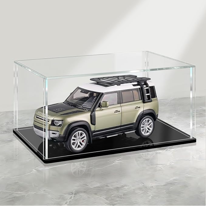 LANSCOERY Acrylic Display Case, 13.8 x 11.8 x 5.9 in, Upgraded Thickened UV-Resistant Showcase, 98% Clarity Dustproof Box with Glossy Black Base for Action Figures, LEGO & Models by LANSCOERY