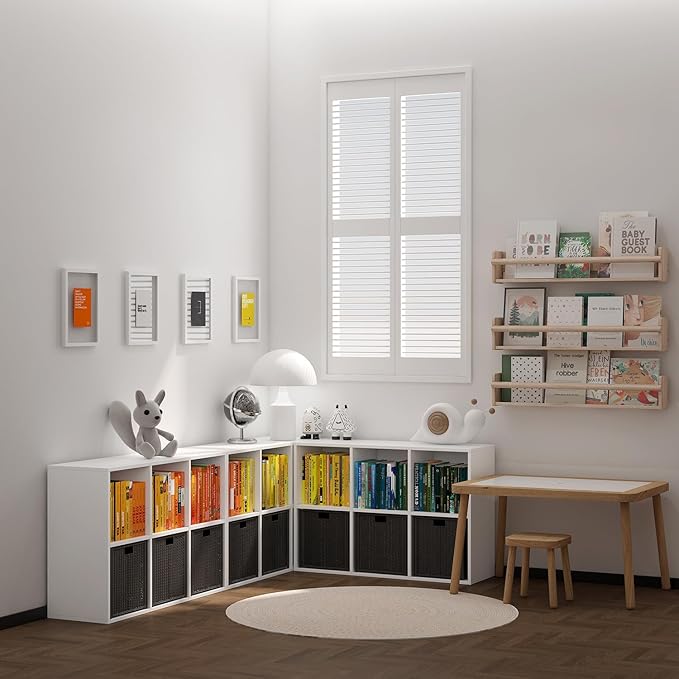 Wooden 6 Cube Storage Organizer with Closed Back Panel,White Cube Shelf Cubby Storage Organizers with Compartments for Living,Bookshelf,Organizers Easy to Install (White, 6 Cube)