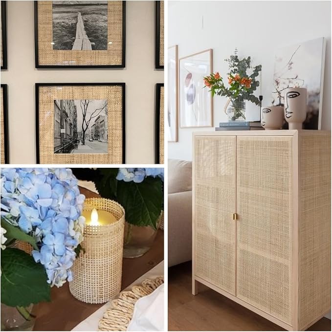 32"(2.7Feet) Width x 5 Feet Length Natural Cane Webbing Large Size Rattan Roll, Caning Material, Cane Webbing roll, Rattan Material Fabric Sheet from Origin Asia for Furniture Chair Dresser Cabinet - Image 7