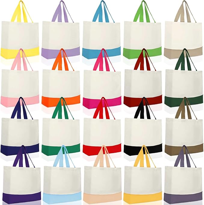 Silkfly 20 Pack Large 18.5'' x 15'' Canvas Tote Bags Bulk Sublimation Reusable Blank Cotton Bags for DIY Crafts Gift Shopping by Silkfly