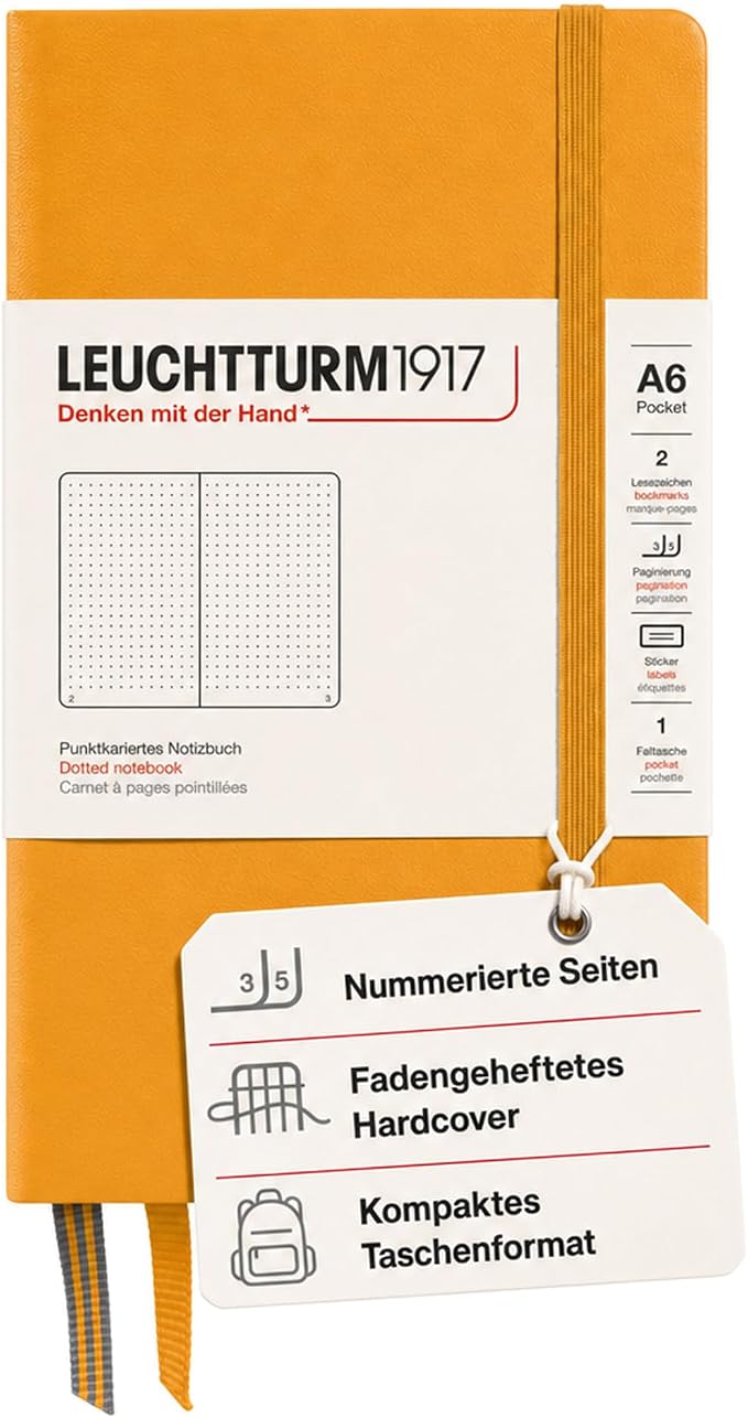 LEUCHTTURM1917 - Notebook Hardcover Pocket A6-187 Numbered Pages for Writing and Journaling (Rising Sun, Dotted) by LEUCHTTURM1917