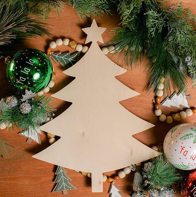 Christmas Tree Cutout with Star, 6 Inch, Pack of 12, Use as Wooden Christmas Ornaments or Door Hanger, Perfect Wooden Cutouts for Crafts, by Woodpeckers - Image 5