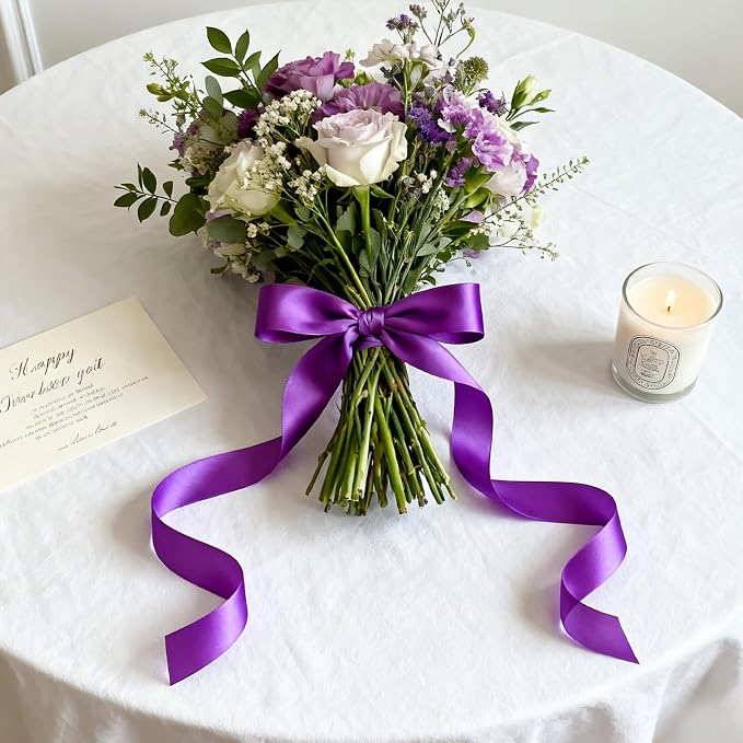 100 Yards Ribbon,1-1/2 Inch Purple Satin Ribbon,Single Face Satin Ribbons | Perfect for Gift Wrapping,Wedding Decoration,Handmade Bows,Wrapping Bouquet and More - Image 3