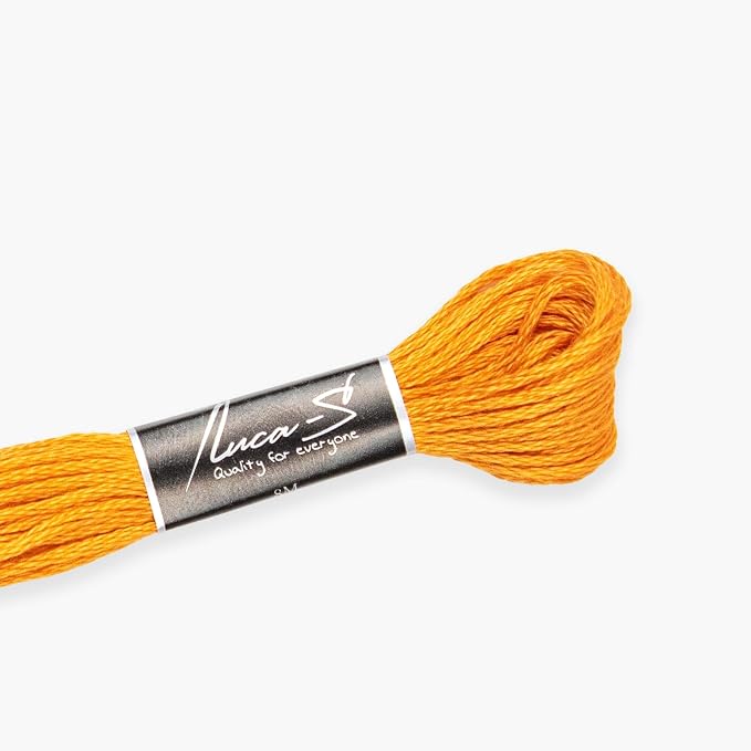 12 Pack of Premium Embroidery Thread Luca-S, 100% Giza Cotton, Oeko TEX Certified Stranded Cotton - 355 / DMC 3853 / Anchor 1003 by Luca-S