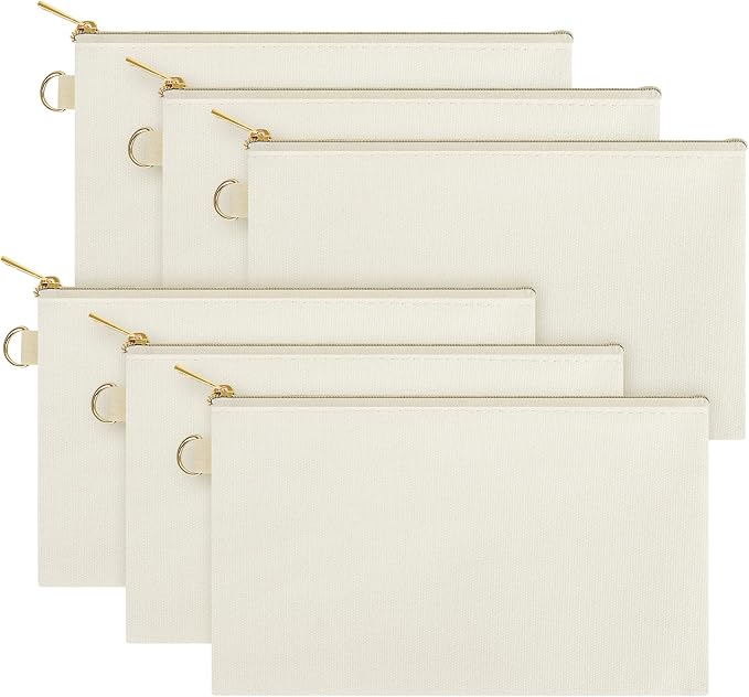 Muka 60 Pack Canvas Zipper Pouch Cosmetic Natural Makeup Bag Travel Toiletry - Gold Zipper by Muka