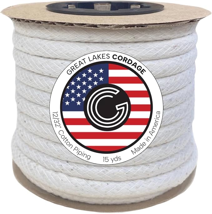 3/8" (12/32") Cotton Piping Filler Cord, Size 4 (15 yds) by GreatLakesCordage