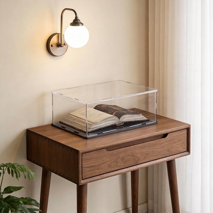 Display Case for Book & Stamps, Flat Acrylic Box for showcaseing Coins, Cards, Photos, Album, Jewellery, Books and Collectibles 13 (L) × 13(W) × 5 (H) inch - Image 3