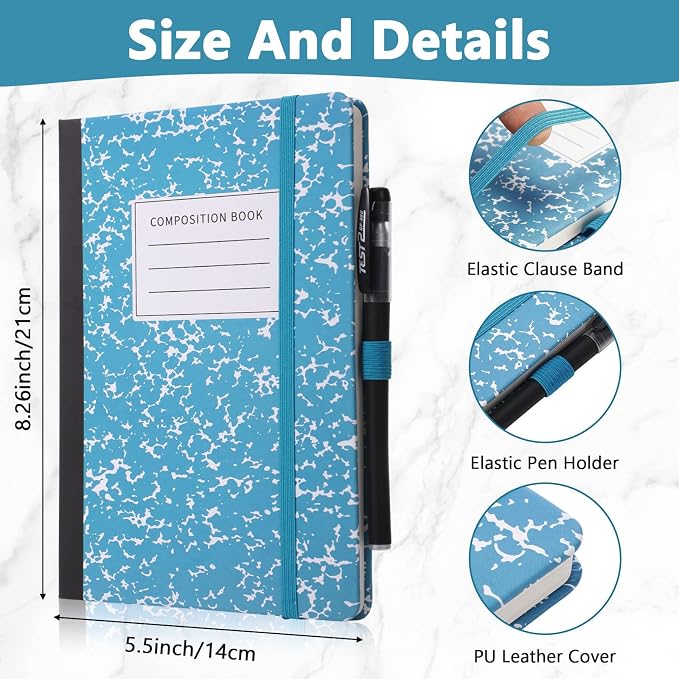 Laumoi 28 Pack A5 PU Leather Lined Notebook Journal, Sky Blue,Marble | PU Leather Journals, Wide Ruled 5.5x8.2 Inch, For School Business Work Writing, Bulk Ideal for Classroom Office Supplies - Image 2