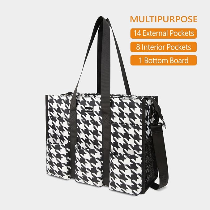TOPDesign Utility Water Resistant Tote Bag with 22 Pockets, Top Zipper Closure & Thick Bottom Support, for Working Women - Image 3