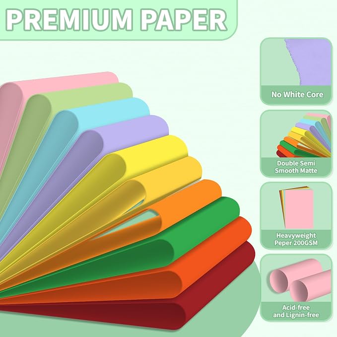 Cardstock 5x7, 220 Sheets, 10 Assorted Colors Construction Paper, 5x7 Cardstock Paper, 75lb/ 200gsm Heavyweight Blank Cards for Printer,DIY,Wedding Invitations, Thankyou Cards, Postcards - Image 3