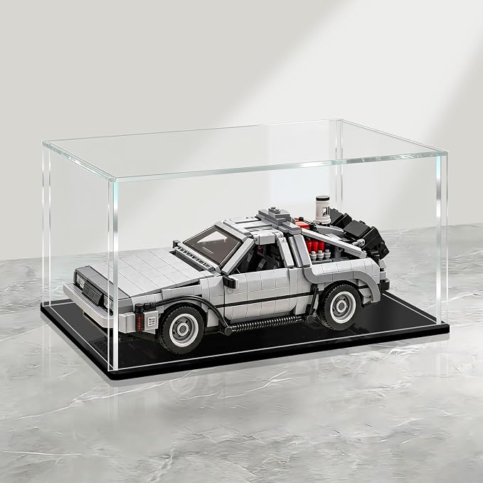 LANSCOERY Acrylic Display Case, 15 x 7.9 x 8.7 in, Upgraded Thickened UV-Resistant Showcase, 98% Clarity Dustproof Box with Glossy Black Base for Action Figures, LEGO & Models by LANSCOERY