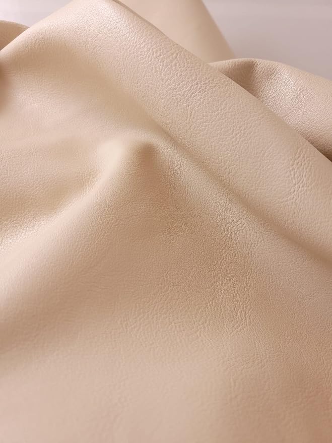 NAT Leathers | Soft Bone Faux Leather Upholstery Fabric by The Yard (Peta Approved Vegan) Smooth Synthetic PU Pleather 0.9mm | Bone 10 Yards (360"x54") - Image 2